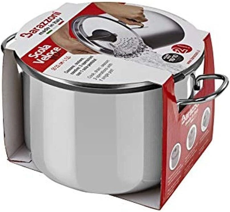 Pentola  Con Coperchio Scolapasta Acciaio Inox 18/10, Argento, 5.5 + Litri - Immagine 3 di 4