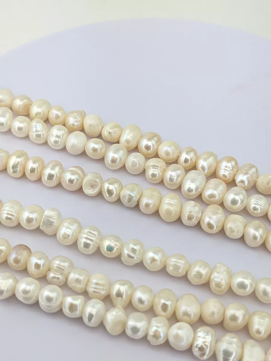 5 6mm freshwater potato pearls loose string white or pink by Pearls Direct UK