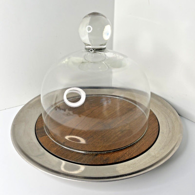 Gense Stainless Steel Sweden Cheese Cloche Wood Glass Dome Charcuterie