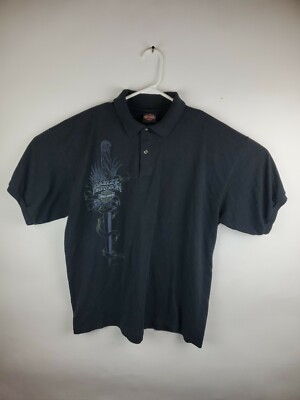 Harley Davidson Men's XL Black Polo indy- West HD Indianapolis, IN Dagger Eagle 