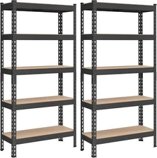 5-Tier Storage Shelves Set of 2 Garage Storage Adjustable Shelving Unit Basement