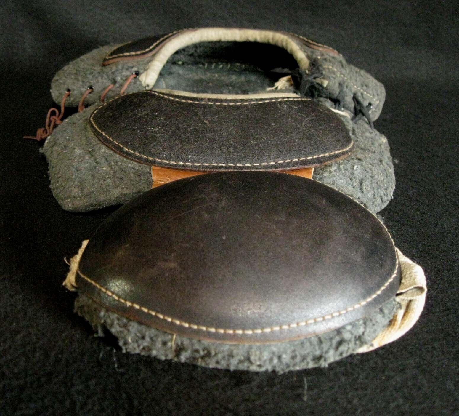 Spectacular vintage 1920s Black Leather Football Shoulder Pads w