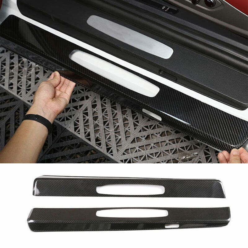 Dry Carbon Fiber Exterior Door Sill Plate Scuff Cover Guard Fits