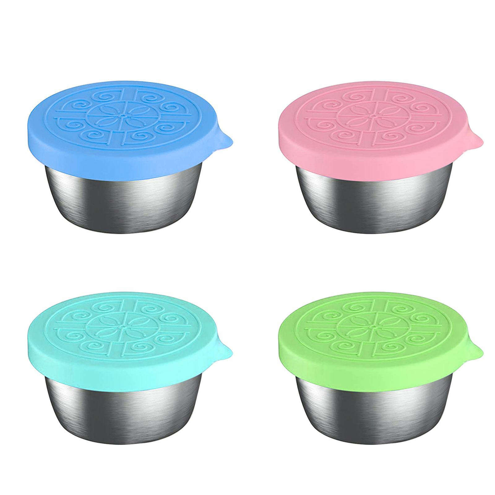 Stainless Steel Mini Dipping Cups with Silicone Lids for Food Storage