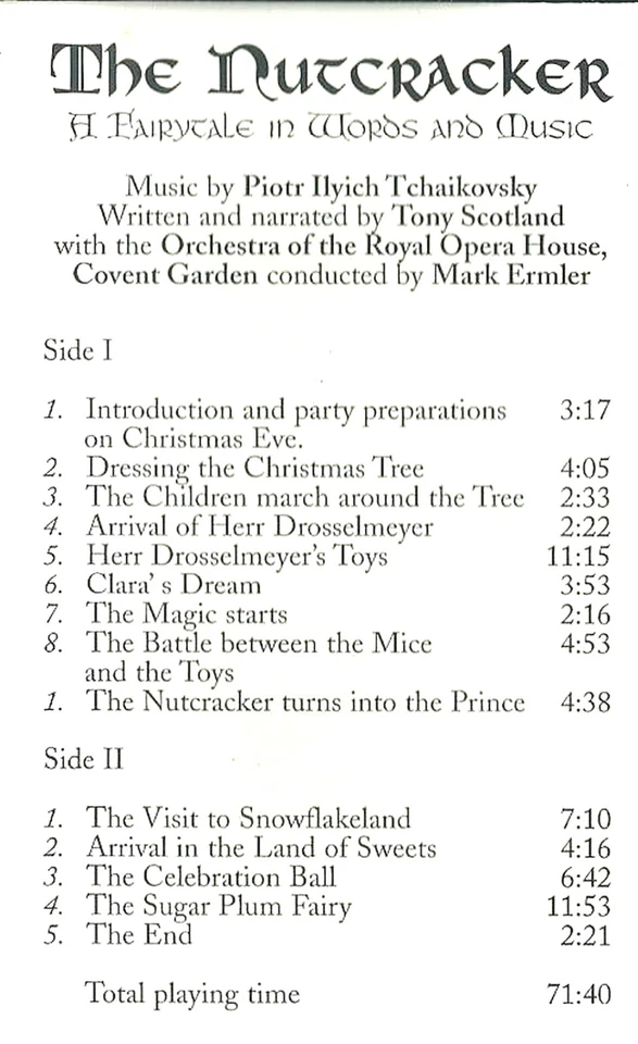 MARK ERMLER TCHAIKOVSKY NUTCRACKER CASSETTE ROYAL BALLET  HOUSE TONY SCOTLAND - Image 3 of 4