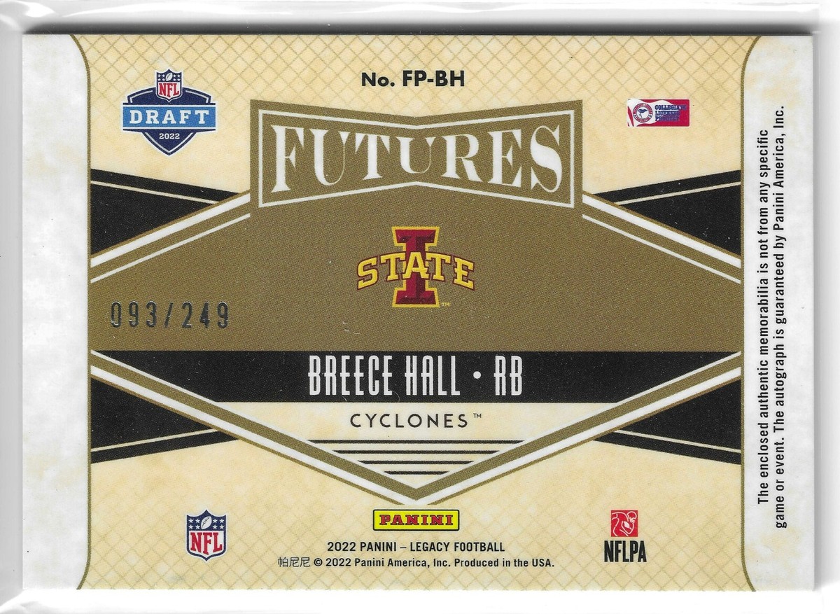 2022 Panini Legacy- BREECE HALL - RPA - RC PATCH AUTO - FUTURES