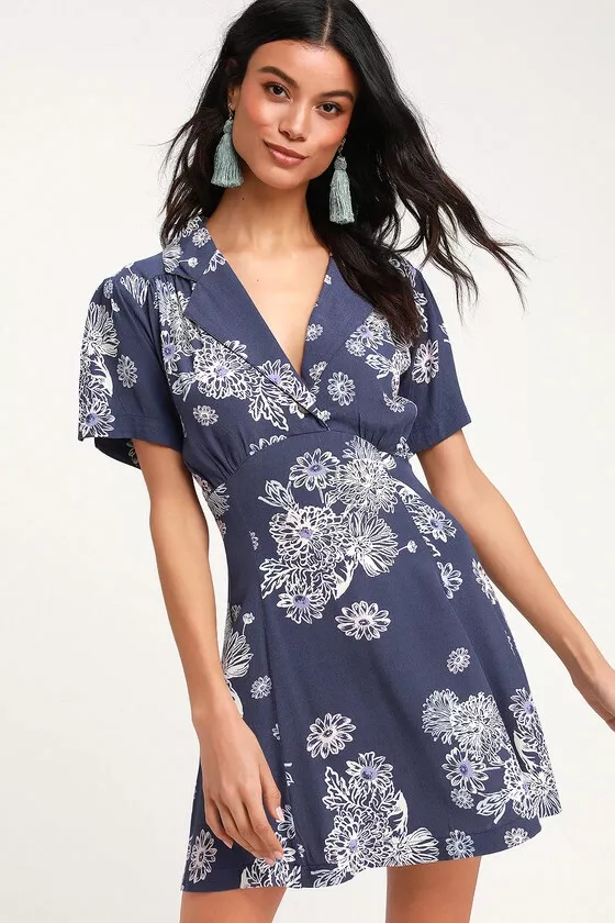 Free people blue flower clearance dress