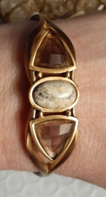 Studio Barse Rauchquarz Jaspis Edelstein Bronze Manschette Armband Größe Durchschnitt