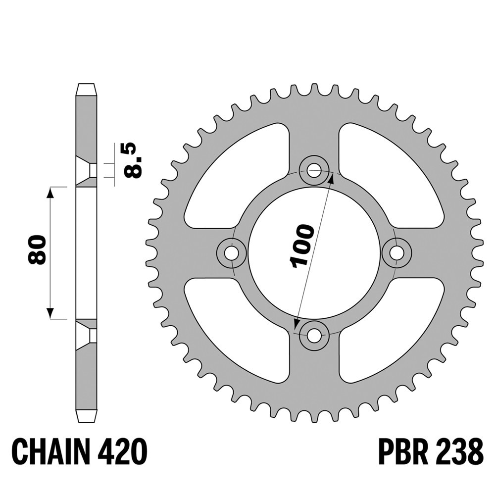 Pignon arrière PBR pas 420 réparer transmission usée Honda XR 80 1985-2003 couronne 46 dents