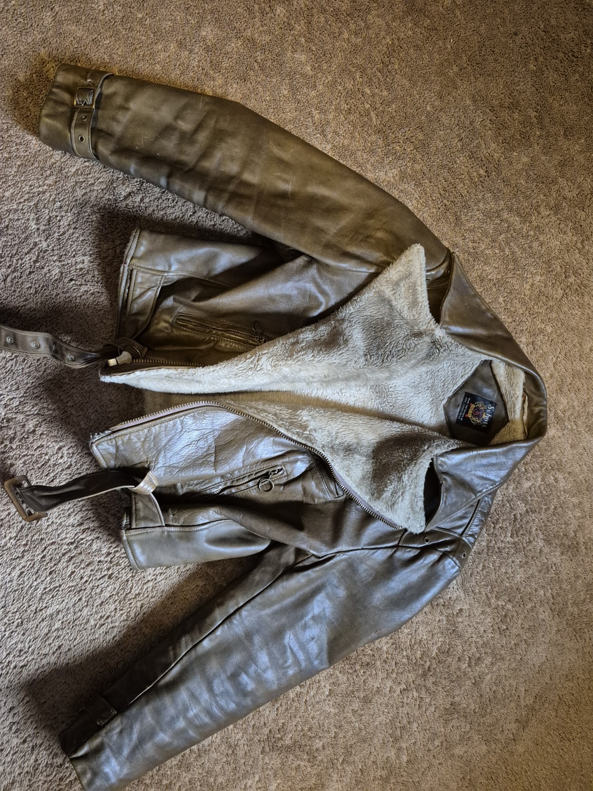 Schott Leather Fur Lined Jacket Vintage 60s/70s Mens