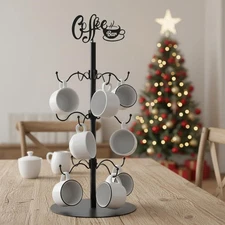 Coffee Bar Mug Holder Tree, Sturdy Metal Cup Holder for Countertop Coffee Mug...