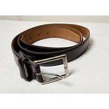 Brooks Brothers Brown Leather Belt Made In Italy Size 40 Silver Buckle