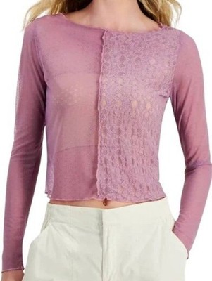 Self Esteem Juniors Boat Neck Long Sleeve Mesh Top Kiu/Valerian Small