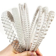 YONOY Pearl Headbands for Women, White Faux Pearl Hair Accessories, Dainty