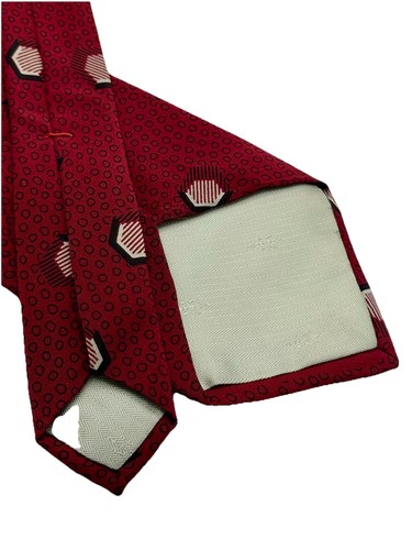 Bella Nova 100% Silk Red Abstract Geometric Made in USA Necktie Tie 3.5”x58” - Picture 2 of 2