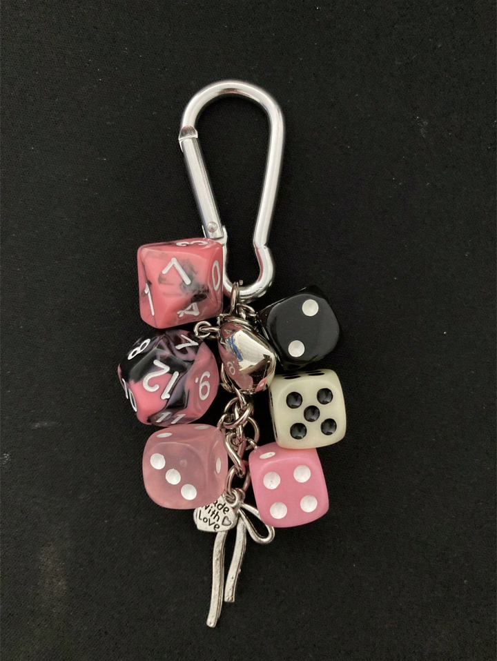 Y2K Chunky Dice 8 Ball Keychain Handmade Alt Grunge Edgy Bag Charm
