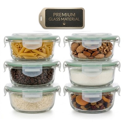 6x Glas Frischhaltedosen 400ml - Meal Prep Gläser Auslaufsicher, Mikrowelle