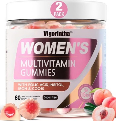 (2 Pack)Vigorintha Sugar-Free Women's Multivitamin Liquid Filled Gummies - 60ct.