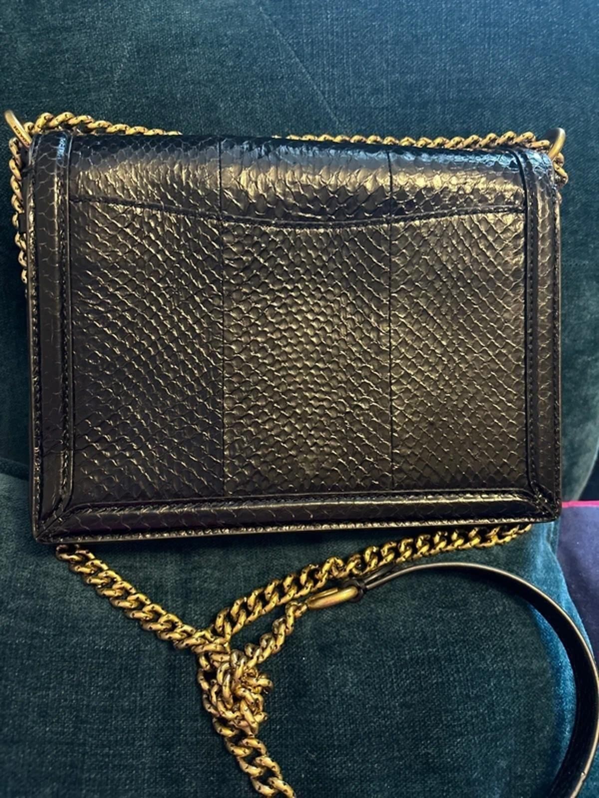 Coach Hutton Black Snakeskin Exotic Luxury Shoulder Bag Gold NWOT £650 image 5