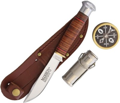 Marbles Fixed Blade Gift Set 4'' Stainless Leather Compass