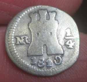 1810 NR ( COLOMBIA) 1/4 REAL ---NEW REINO----