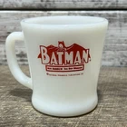 Vtg BATMAN/ROBIN The Boy Wonder Anchor Hocking Fire King Milk Glass Mug Cup Red