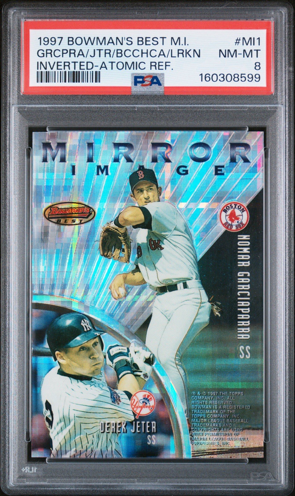 1997 BOWMAN'S BEST MIRROR IMAGE INVERTED ATOMIC REFRACTOR GARCIA/JETER/BOCA/LARK