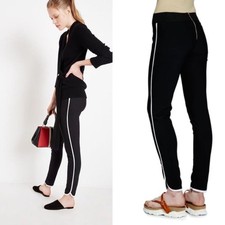 Stella McCartney-42 6 Elegant Black Pant with White Stripe Trouser