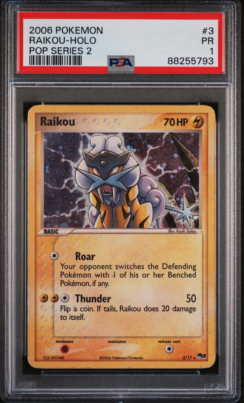 Raikou Holo 3/17 Pop Series 2 Pokemon PSA 1  Low Pop 8