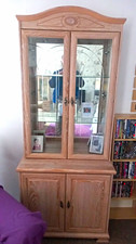 Silent Night Freestanding Brown Wood & Glass Display Cabinet, 2 Glass Doors