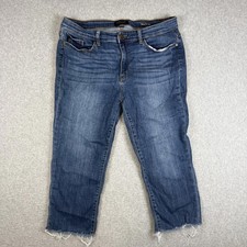 Judy Blue Juniors Size 15/32 Skinny Fit Cropped Capri Jeans Distressed Hem