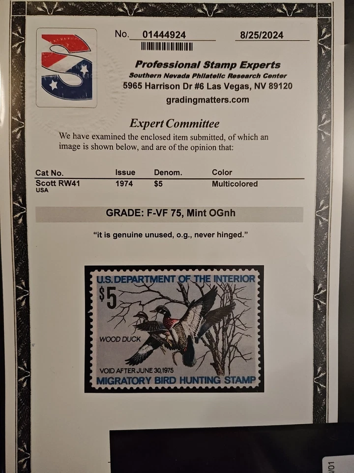 Certified PSE # RW41 - Mint NH - Graded ( F -VF ) - Image 2 of 4