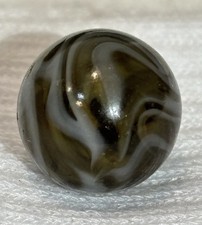 Vintage Alley Agate STORMY SKY Swirl Glass Marble Smoky Olive Amber 0.64