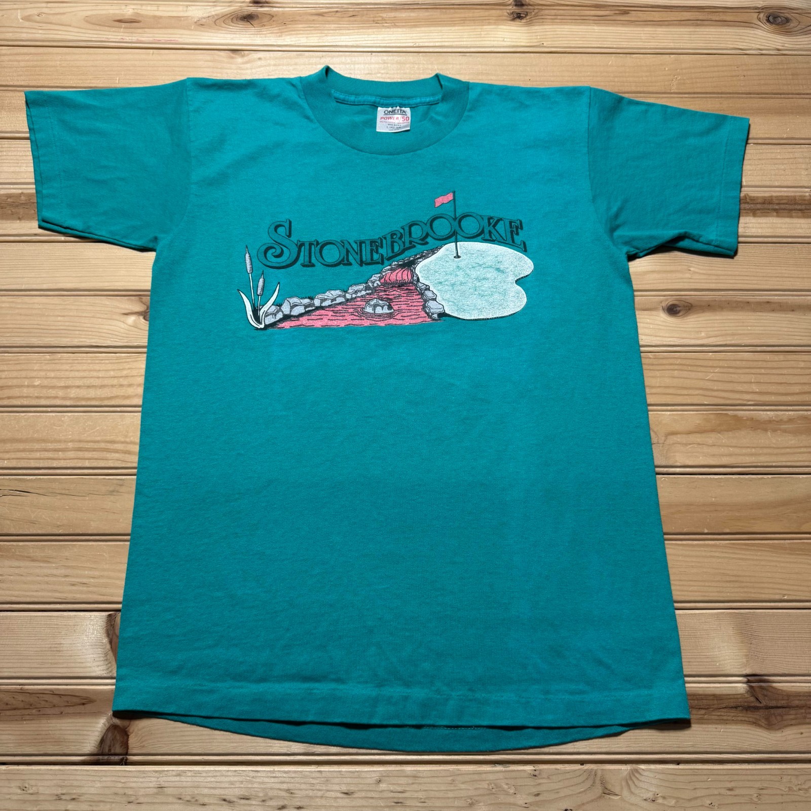 Vintage 80s Stonebrooke Golf Club Single Stitch Graphic T-Shirt USA Made - Large