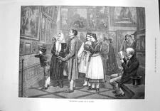 Original Old Antique Print 1873 Picture Gallery Art Paintings Vautier Fine Art