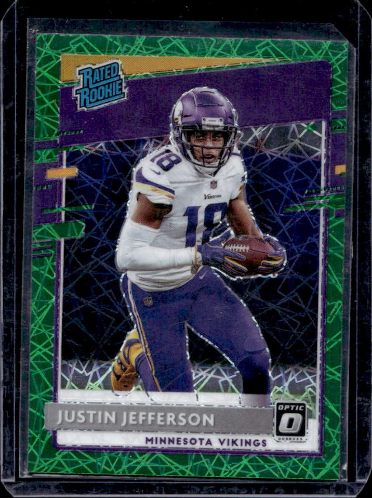 2020 Donruss Optic Justin Jefferson Green Velocity Prizm RC #163 Vikings