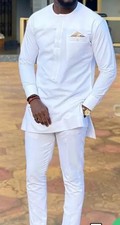 African Men Clothing  Kaftan African Men Shirt and Down White Dashiki Mens Shi