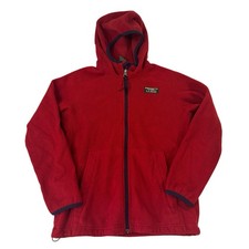 L.L. Bean Kids' Mountain Classic Fleece Full-Zip Hooded Jacket Red Size M 10-12
