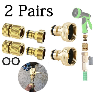 #ad #ad 2 Pair 3 4quot; Garden Hose Quick Connect Water Hose Fit Brass Female Male Connector $8.99