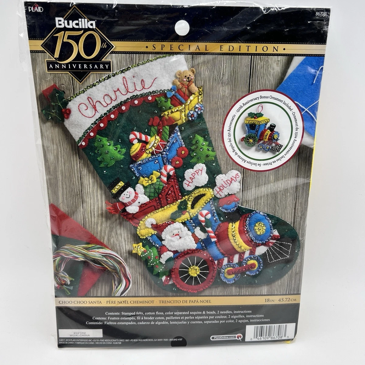 Bucilla 89261E Vilt Applique kerstkous kit, elegant patchwork, 45,7 cm