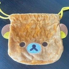 Rilakkuma Bag Unued an-X Fluffy Face Drawtring 2 Pouch