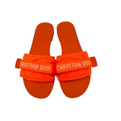 Christian Dior Fabric Diorevolution Slides Orange Fluo Technical Stretch Size 39