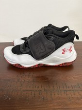 Under Armour Youth Basketball Shoes 5.5Y Black White Red Strap Athletic Sneaker