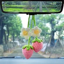 Strawberry Car Accessories Cute Rearview Mirror Decor Hanging Gif Color Pink