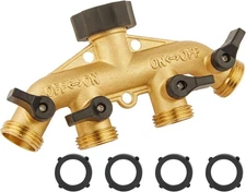 4-Way Heavy Duty Brass Garden Hose Splitter/Hose Connector 3/4"/Hose Spigot NEW