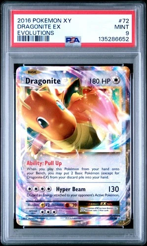 2016 POKEMON XY EVOLUTIONS DRAGONITE EX #72/108 ULTRA RARE HOLO PSA 9