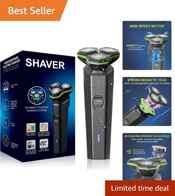 Rechargeable Electric Shaver with Effortless Maintenance - Magnetic Head Design
