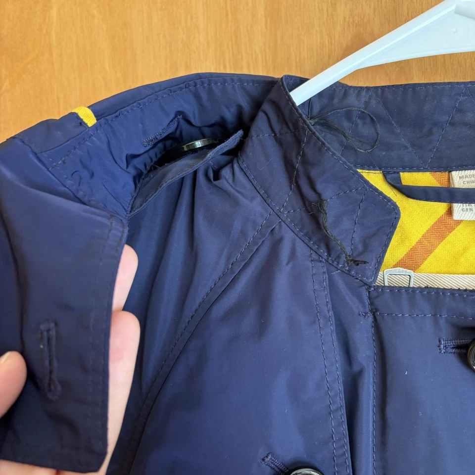 Chaqueta con capucha Burberry Brit para mujer talla 4 azul amarillo lluvia EE. UU. Foto 4 de 4