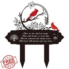 Cardinal Grave Decorations Metal Memorial Plaque Outdoor Garden Loss Sympathy...