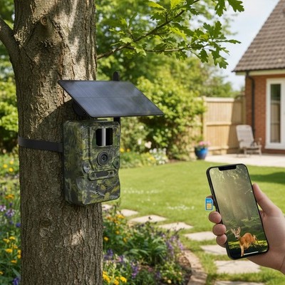 GMOX 4G LTE Cellular Solar Security Camera 360° Live View 2.5K Outdoor Wireless